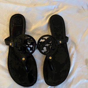 Tory Burch MILLER SANDAL, LEATHER, Black Patent 11M
